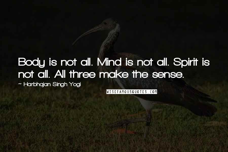Harbhajan Singh Yogi quotes: Body is not all. Mind is not all. Spirit is not all. All three make the sense.