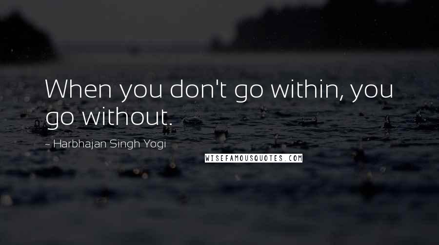 Harbhajan Singh Yogi quotes: When you don't go within, you go without.