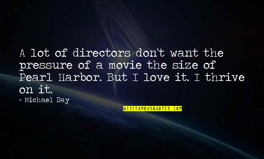 Harbor Quotes By Michael Bay: A lot of directors don't want the pressure