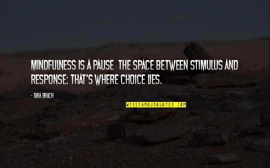 Harboured Def Quotes By Tara Brach: Mindfulness is a pause the space between stimulus