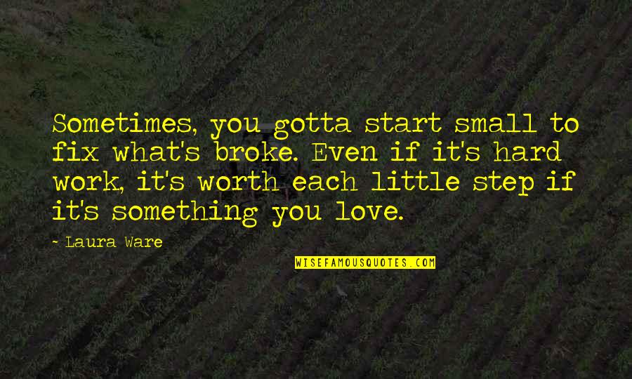 Hard But Worth Quotes By Laura Ware: Sometimes, you gotta start small to fix what's