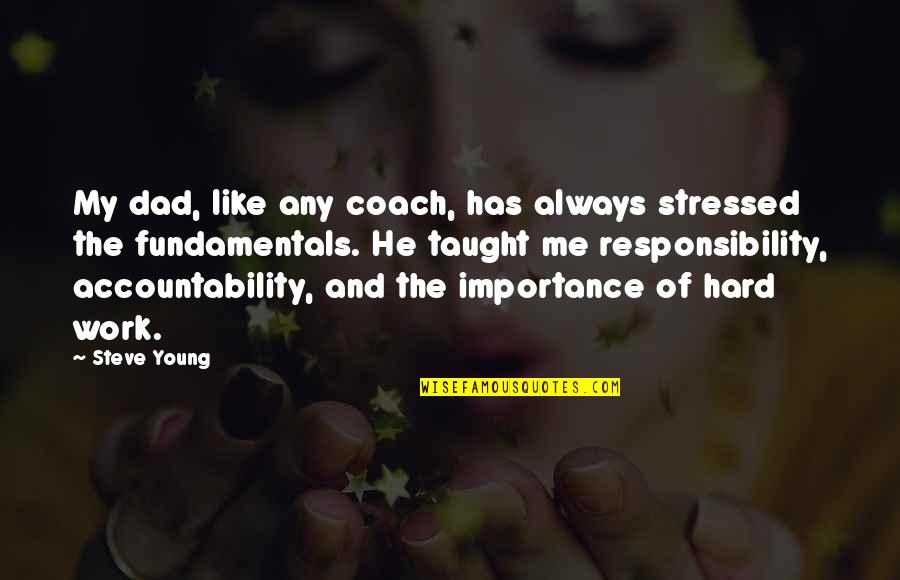 Hard Day Work Quotes By Steve Young: My dad, like any coach, has always stressed