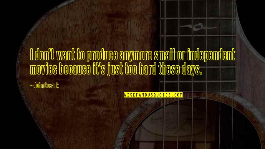 Hard Days Quotes By John Cusack: I don't want to produce anymore small or