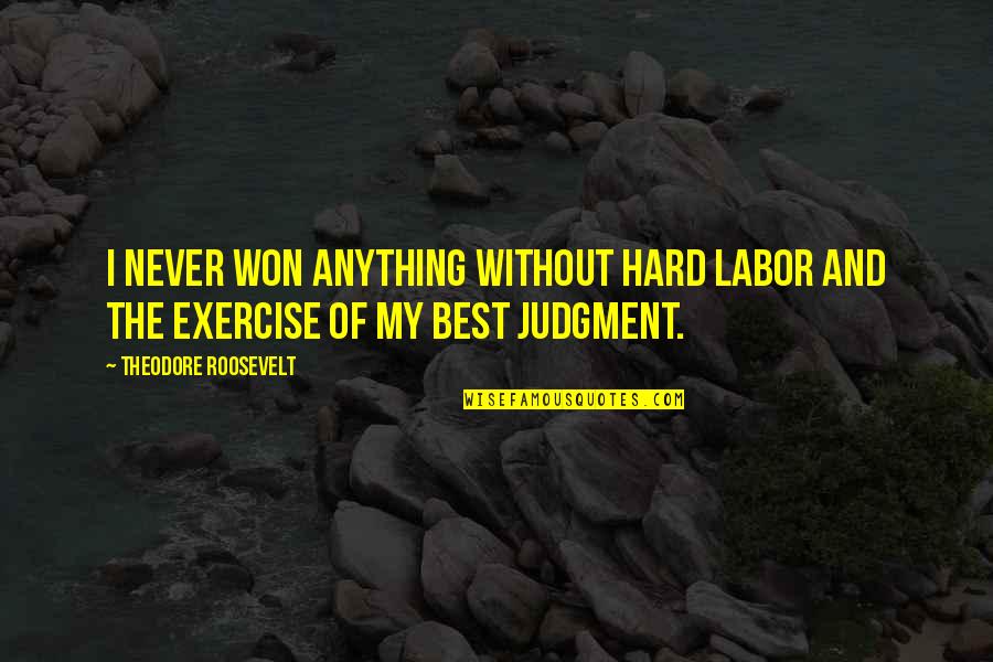 Hard Exercise Quotes By Theodore Roosevelt: I never won anything without hard labor and Hard Exercise Quotes By Theodore Roosevelt: I never won anything without hard labor and