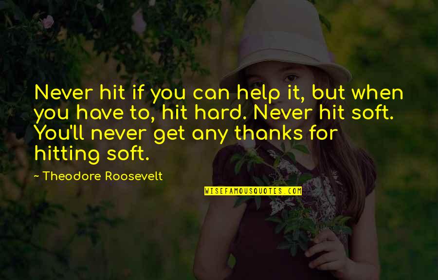 Hard Hitting Quotes By Theodore Roosevelt: Never hit if you can help it, but