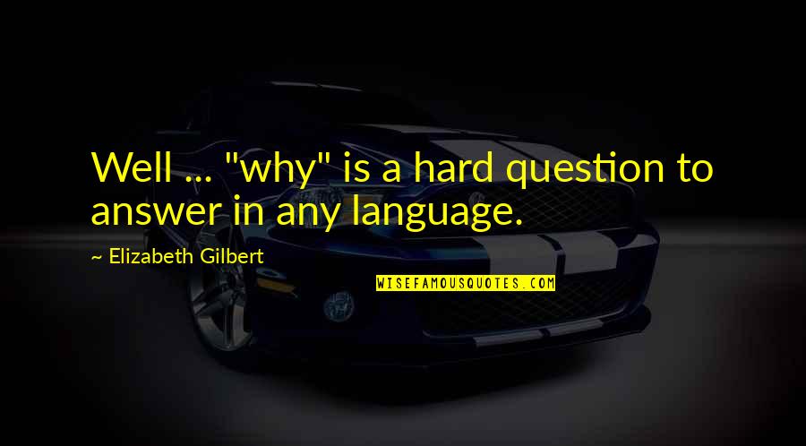 Hard Love Life Quotes By Elizabeth Gilbert: Well ... "why" is a hard question to