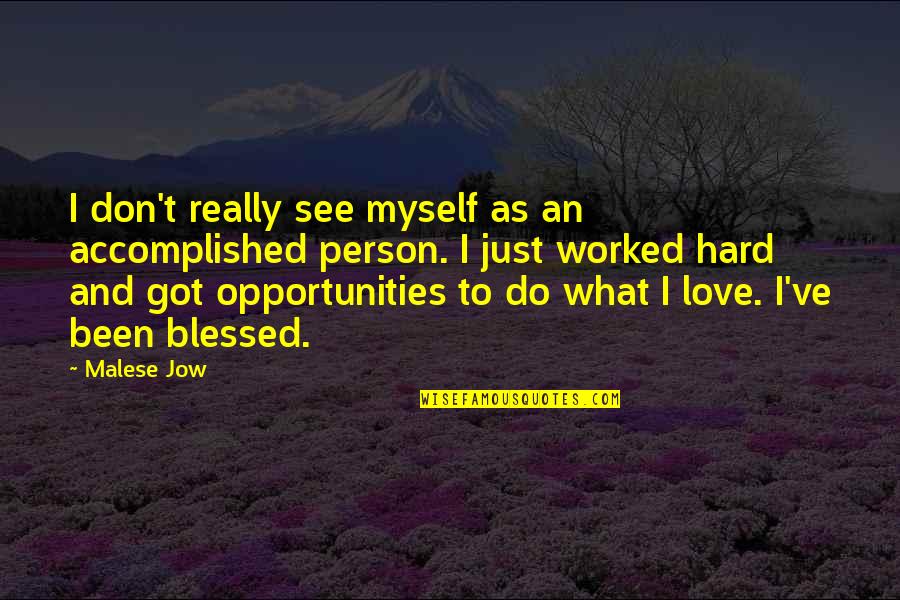 Hard Person To Love Quotes By Malese Jow: I don't really see myself as an accomplished
