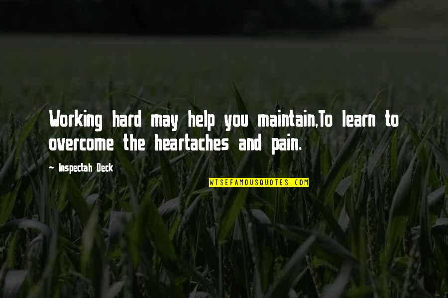 Hard Rap Quotes By Inspectah Deck: Working hard may help you maintain,To learn to