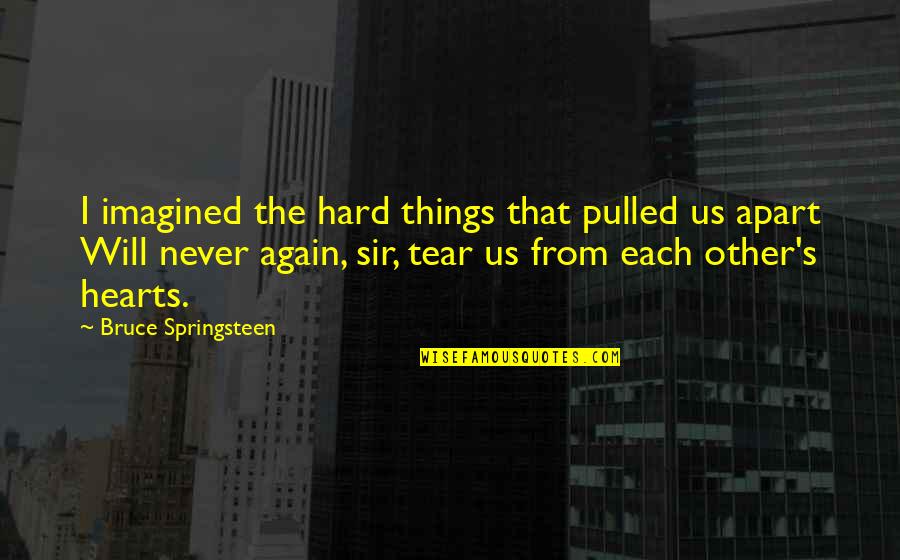 Hard Things Quotes By Bruce Springsteen: I imagined the hard things that pulled us