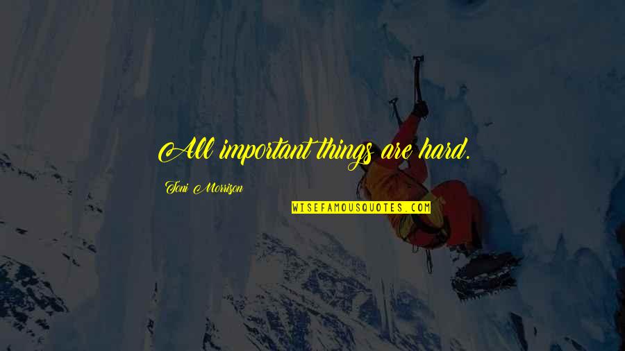 Hard Things Quotes By Toni Morrison: All important things are hard.