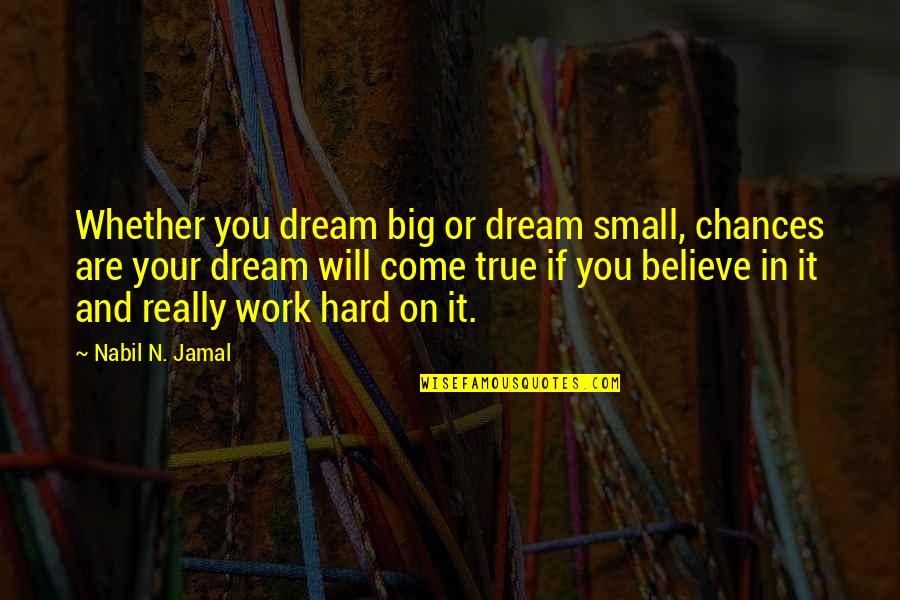 Hard To Believe But True Quotes By Nabil N. Jamal: Whether you dream big or dream small, chances