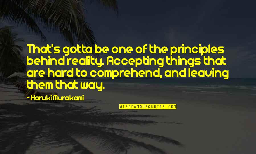 Hard To Comprehend Quotes By Haruki Murakami: That's gotta be one of the principles behind