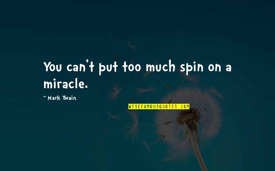Hard To Find Someone Quotes By Mark Twain: You can't put too much spin on a