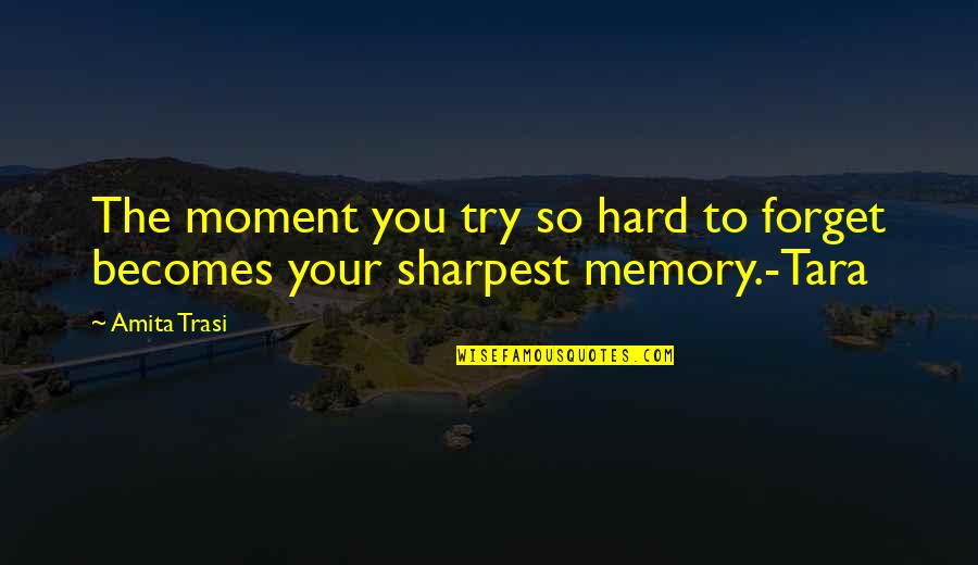 Hard To Forget You Quotes By Amita Trasi: The moment you try so hard to forget