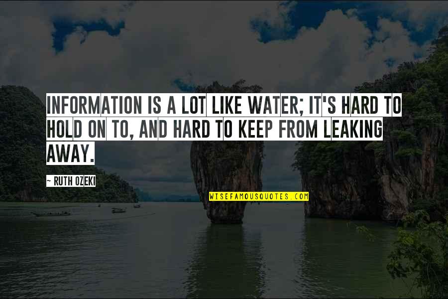 Hard To Hold On Quotes By Ruth Ozeki: Information is a lot like water; it's hard
