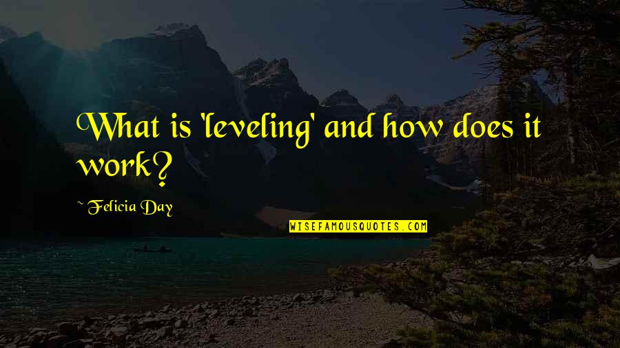 Hard To Interpret Quotes By Felicia Day: What is 'leveling' and how does it work?