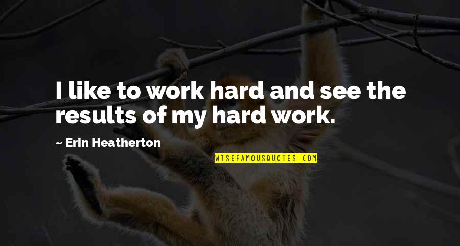 Hard To See Quotes By Erin Heatherton: I like to work hard and see the