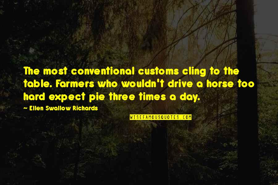 Hard To Swallow Quotes By Ellen Swallow Richards: The most conventional customs cling to the table.