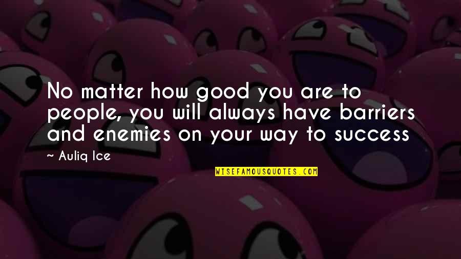 Hard Way To Success Quotes By Auliq Ice: No matter how good you are to people,