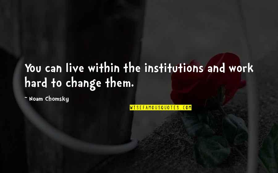 Hard Work And Change Quotes By Noam Chomsky: You can live within the institutions and work