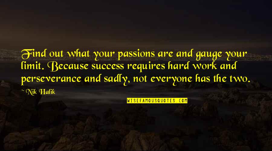 Hard Work And Perseverance Quotes By Nik Halik: Find out what your passions are and gauge