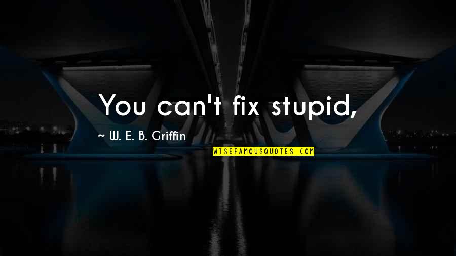 Hard Work Character Quotes By W. E. B. Griffin: You can't fix stupid,