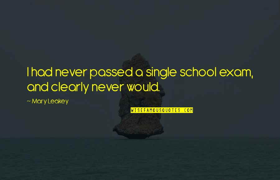 Hard Work Prayer Quotes By Mary Leakey: I had never passed a single school exam,