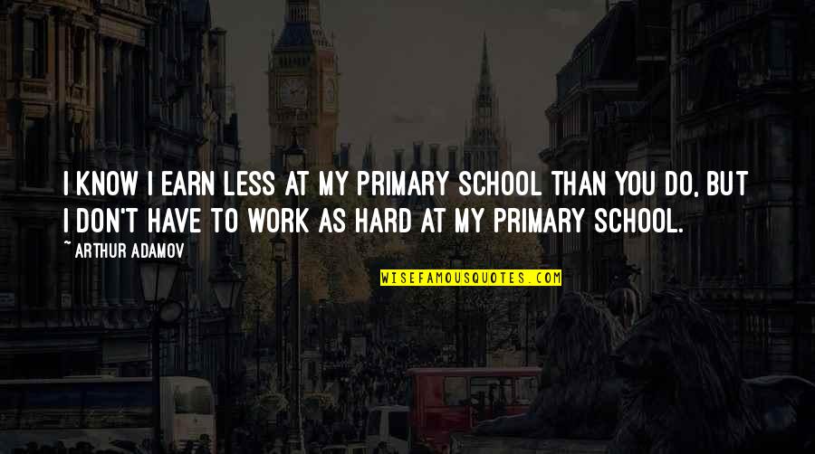 Hard Work School Quotes By Arthur Adamov: I know I earn less at my primary