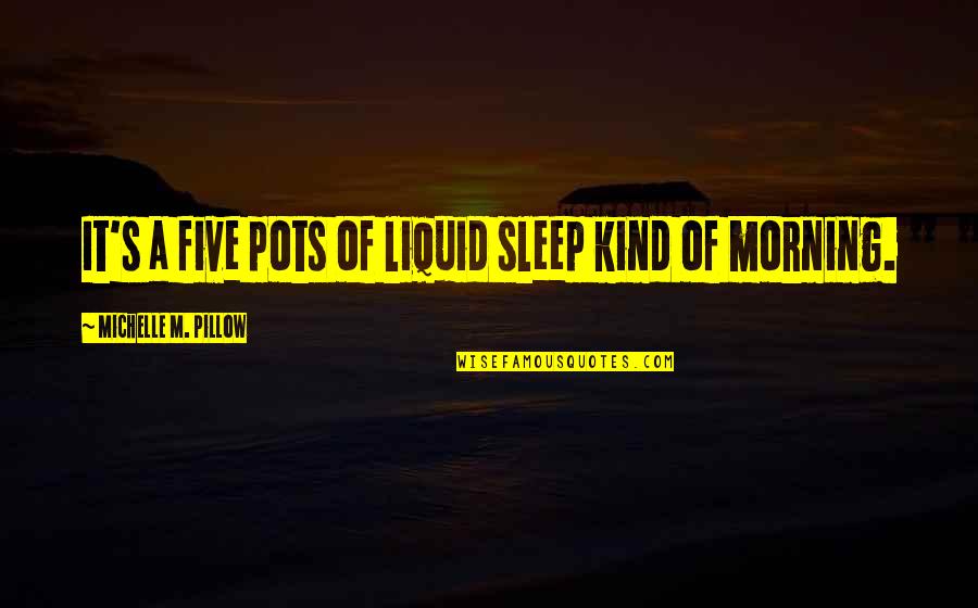 Hard Working Single Mother Quotes By Michelle M. Pillow: It's a five pots of liquid sleep kind