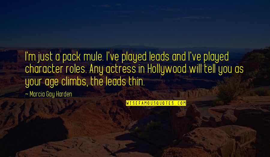 Harden The F Up Quotes By Marcia Gay Harden: I'm just a pack mule. I've played leads Harden The F Up Quotes By Marcia Gay Harden: I'm just a pack mule. I've played leads