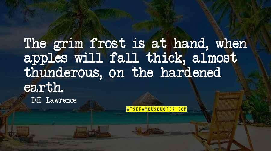 Hardened Quotes By D.H. Lawrence: The grim frost is at hand, when apples