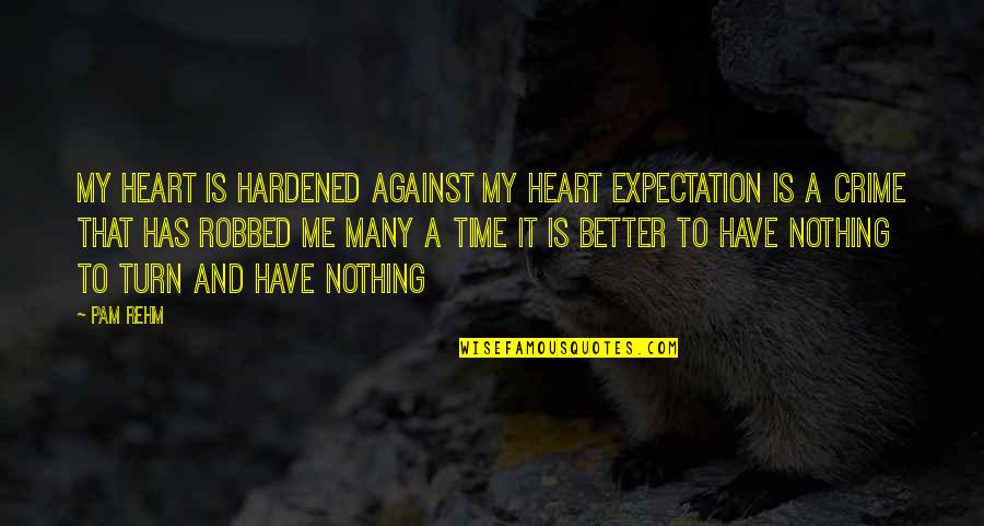 Hardened Quotes By Pam Rehm: My heart is hardened against My heart Expectation