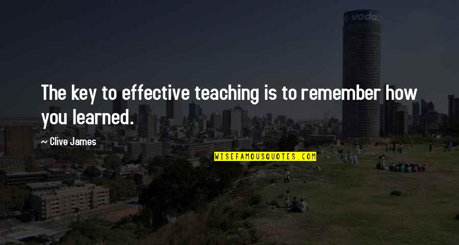 Hardieshingle Quotes By Clive James: The key to effective teaching is to remember