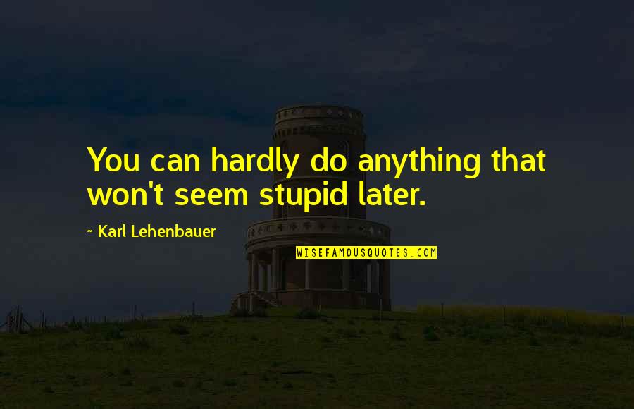 Hardly Quotes By Karl Lehenbauer: You can hardly do anything that won't seem