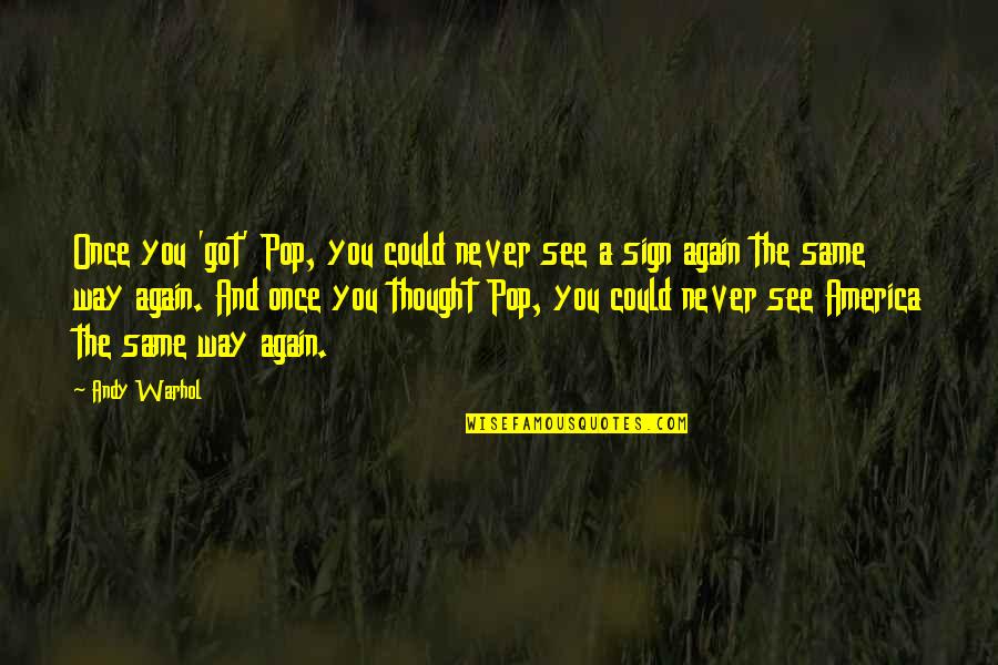 Hardoy Sling Quotes By Andy Warhol: Once you 'got' Pop, you could never see Hardoy Sling Quotes By Andy Warhol: Once you 'got' Pop, you could never see