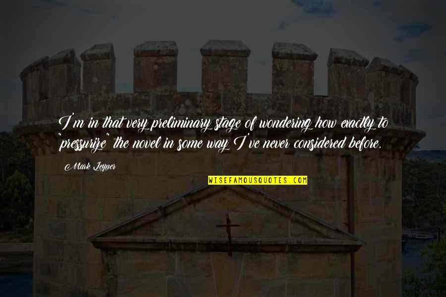 Hardship In Education Quotes By Mark Leyner: I'm in that very preliminary stage of wondering