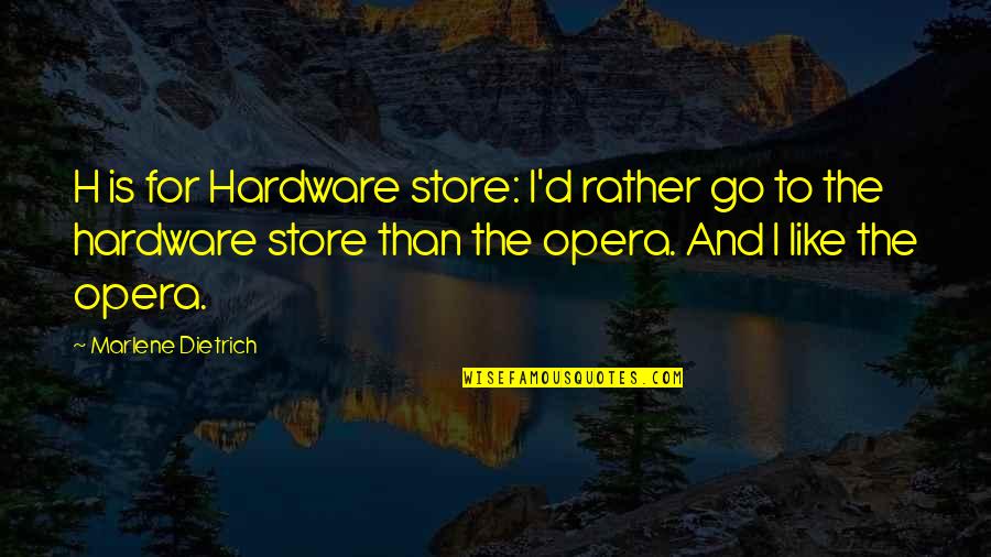 Hardware's Quotes By Marlene Dietrich: H is for Hardware store: I'd rather go