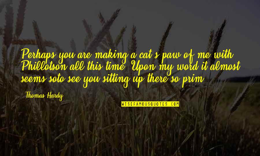 Hardy's Quotes By Thomas Hardy: Perhaps you are making a cat's paw of Hardy's Quotes By Thomas Hardy: Perhaps you are making a cat's paw of