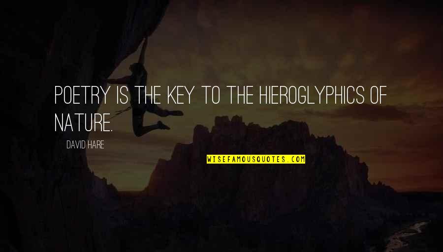 Hare Quotes By David Hare: Poetry is the key to the hieroglyphics of
