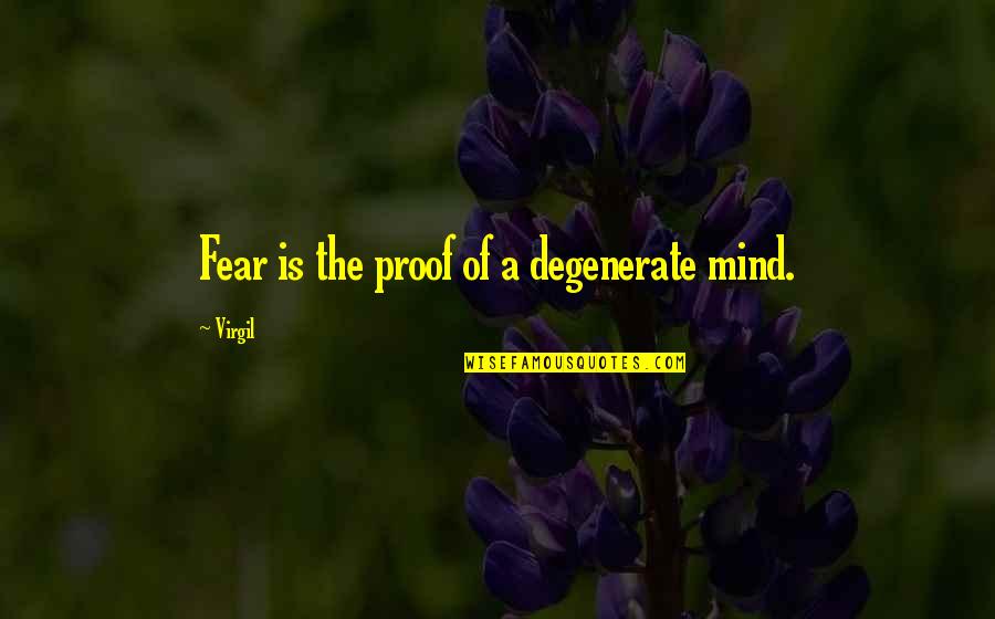 Harens Lyceum Quotes By Virgil: Fear is the proof of a degenerate mind.