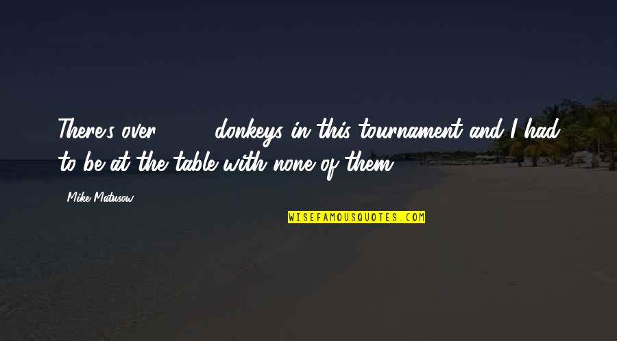 Harfe K Quotes By Mike Matusow: There's over 2000 donkeys in this tournament and Harfe K Quotes By Mike Matusow: There's over 2000 donkeys in this tournament and