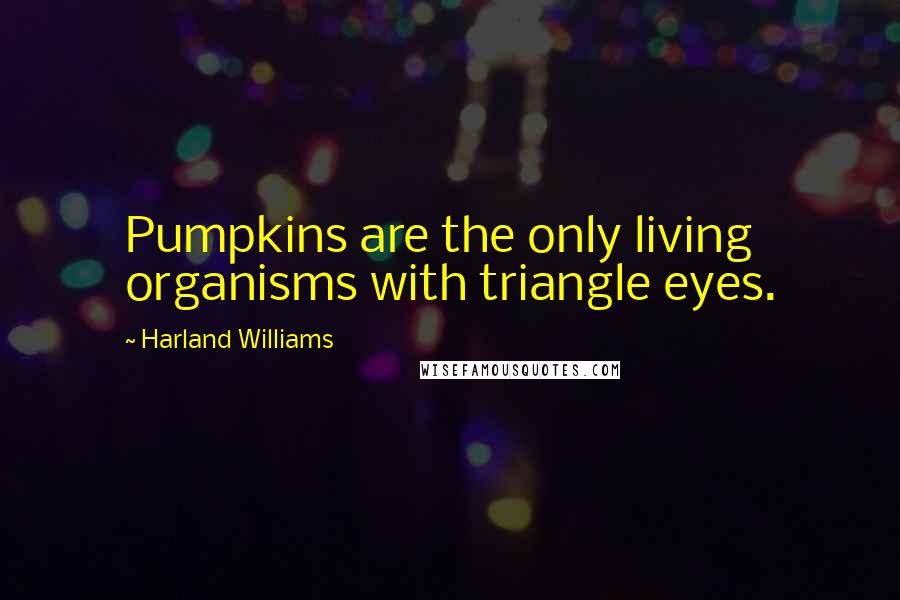 Harland Williams quotes: Pumpkins are the only living organisms with triangle eyes.