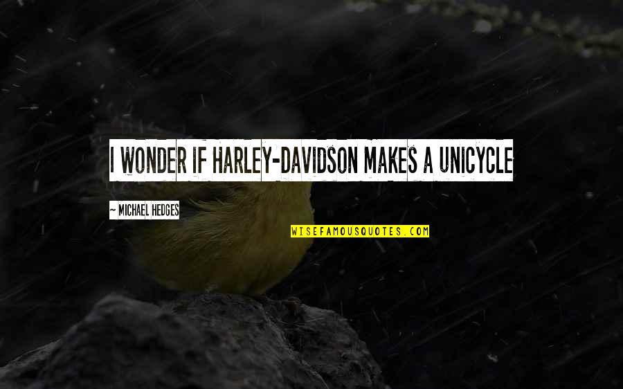 Harley Davidson Quotes By Michael Hedges: I wonder if Harley-Davidson makes a unicycle