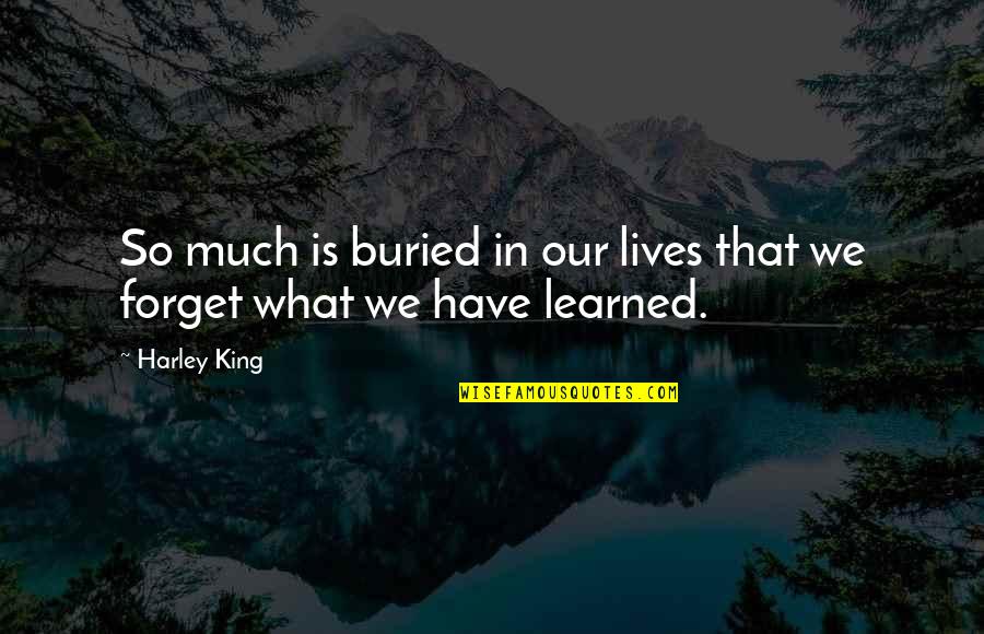 Harley Quotes By Harley King: So much is buried in our lives that