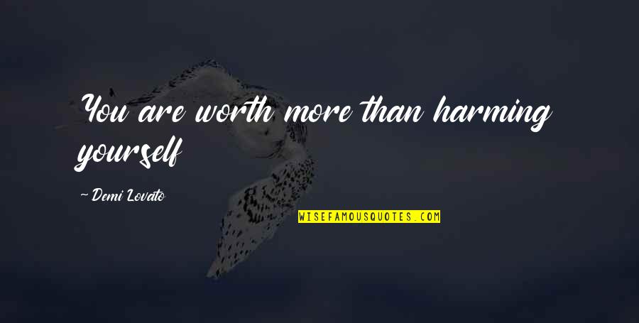 Harming Quotes By Demi Lovato: You are worth more than harming yourself Harming Quotes By Demi Lovato: You are worth more than harming yourself