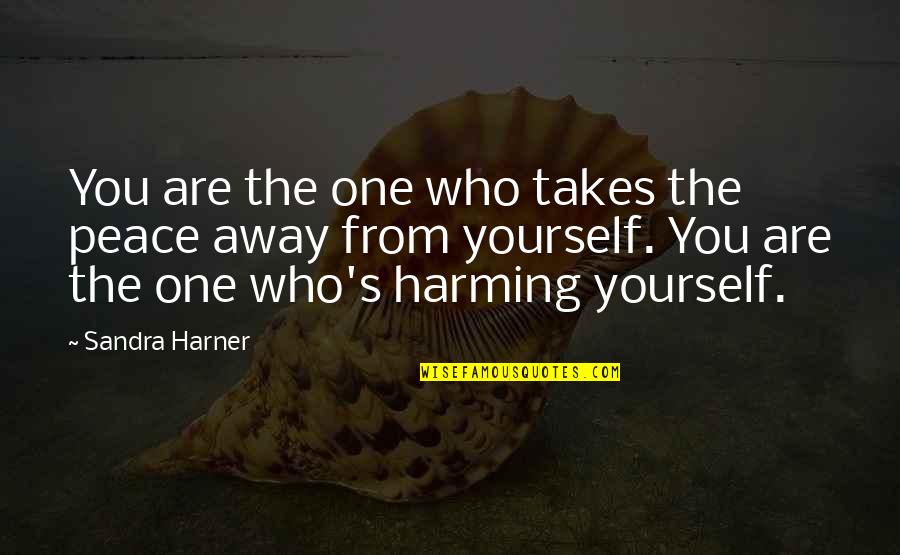 Harming Quotes By Sandra Harner: You are the one who takes the peace