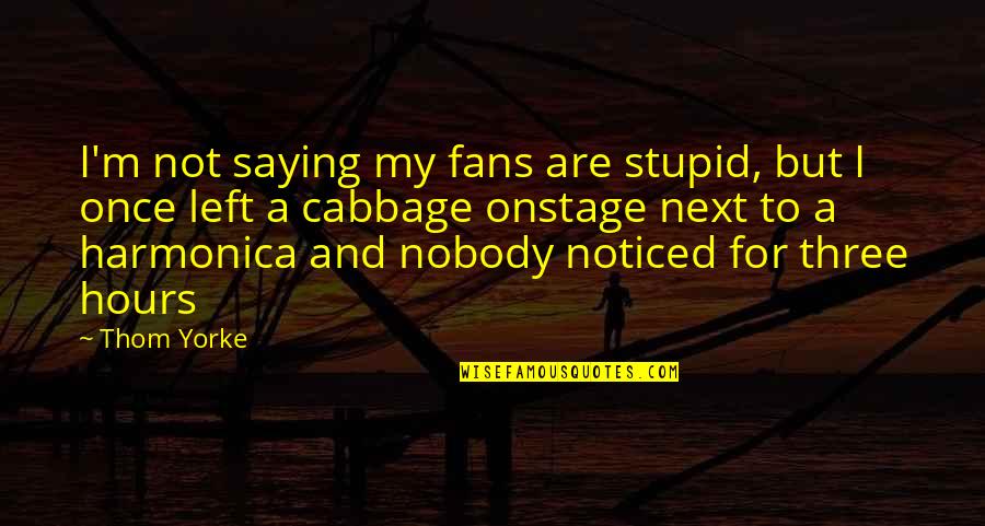 Harmonica Quotes By Thom Yorke: I'm not saying my fans are stupid, but