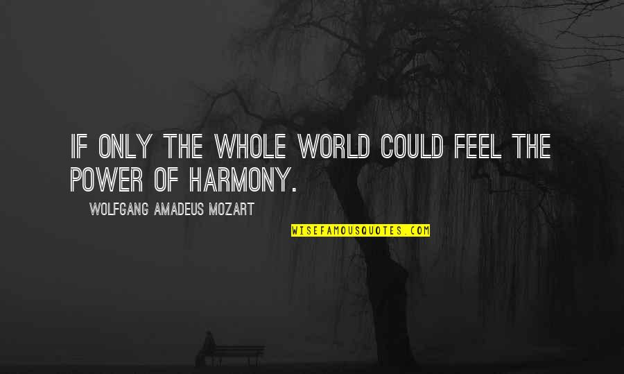 Harmony In This World Quotes By Wolfgang Amadeus Mozart: If only the whole world could feel the