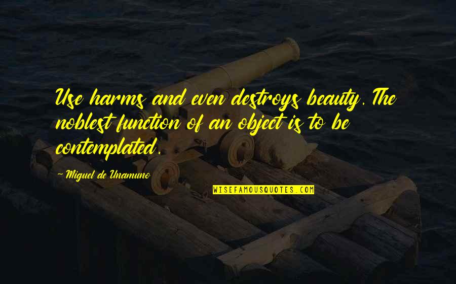 Harms Quotes By Miguel De Unamuno: Use harms and even destroys beauty. The noblest