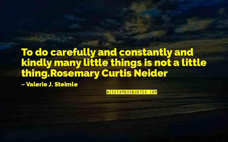 Harmsworth Professor Quotes By Valerie J. Steimle: To do carefully and constantly and kindly many Harmsworth Professor Quotes By Valerie J. Steimle: To do carefully and constantly and kindly many